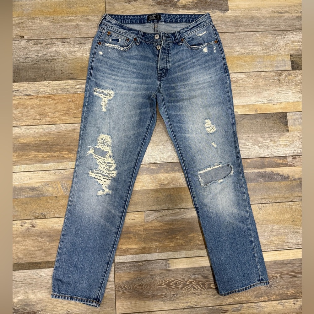 Abercrombie & Fitch Blue Distressed Boyfriend Jeans